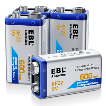 6lr61 10x bloque batería 9v con micro-puerto USB blanco 650mah Li-ion 6f22